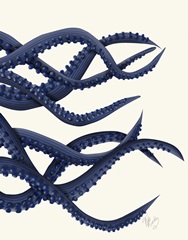 Giant Octopus Blue Triptych c