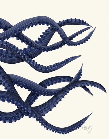 Giant Octopus Blue Triptych c