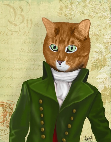 Ginger Cat in Green Coat