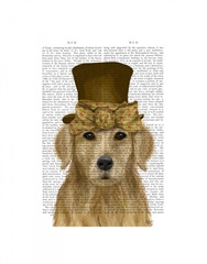 Golden Retriever, Hat and Bow