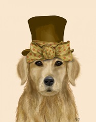 Golden Retriever, Hat and Bow