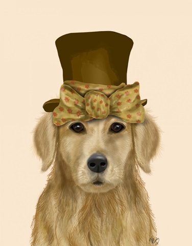 Golden Retriever, Hat and Bow