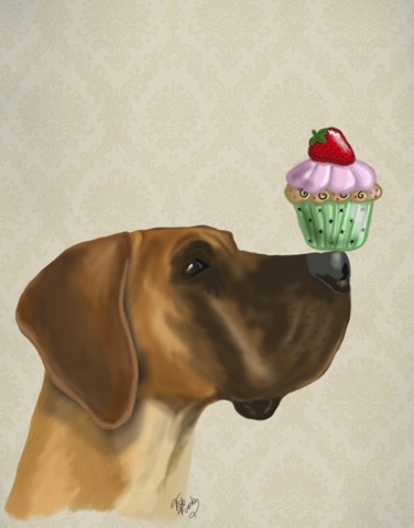 Great Dane and Cupcake
