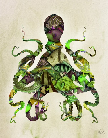 Green and Purple Fishy Octopus