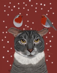Grey Cat and Robins