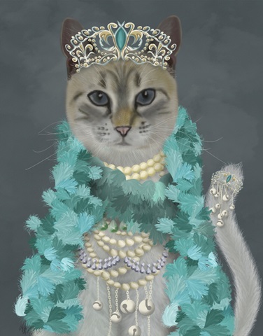 Grey Cat With Bells, Portrait