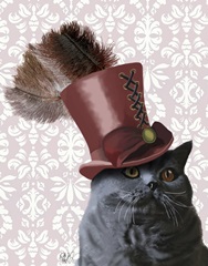 Grey Cat With Steampunk Top Hat