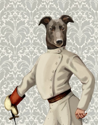 Greyhound Fencer in Cream Portrait
