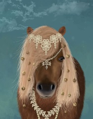 Horse Brown Pony with Bells, Portrait