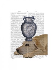 Labrador with Blue Vase