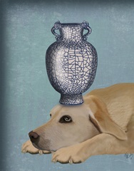 Labrador with Blue Vase