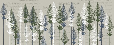 Leafy Pines, French Blue and Moss