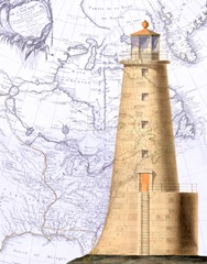 Lighthouse on Vintage Map Image