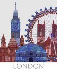 London Landmarks , Red Blue