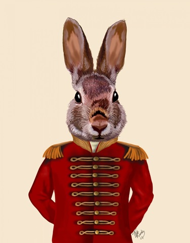 Military Rabbit in Red