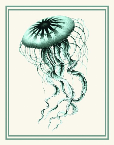 Mixed Nautical Green on Cream c