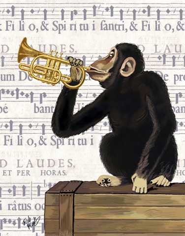 Monkey Playing Trumpet