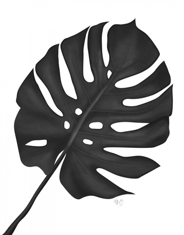 Monstera Leaf 1, Black On White