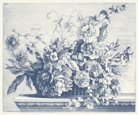 Navy Basket of Flowers II