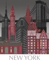 New York Elevations by Night Red
