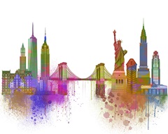 New York Skyline Rainbow Bright