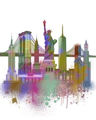 New York Skyline Rainbow Bright