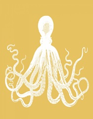 Octopus 1 White On Mustard