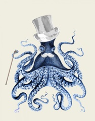 Octopus Print Blue on Cream b