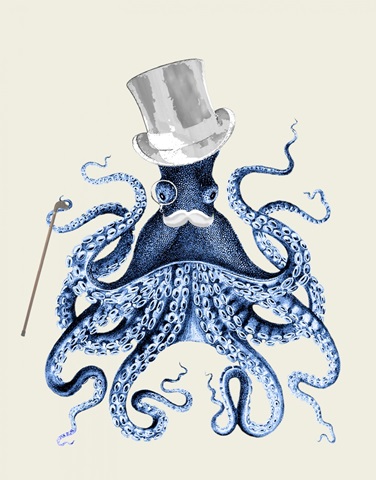 Octopus Print Blue on Cream b