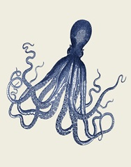 Octopus Print Blue on Cream c