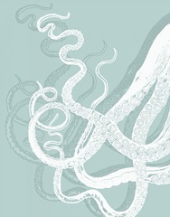 Octopus Tentacles White on Seafoam