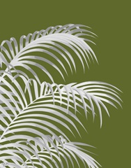 Palm Leaf 1, White On Green