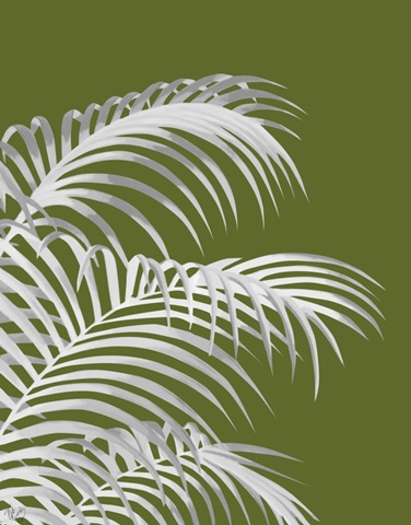 Palm Leaf 1, White On Green