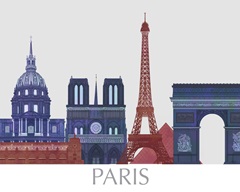 Paris Landmarks , Red Blue