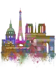 Paris Skyline Rainbow Bright