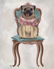 Pug Princess on Chair