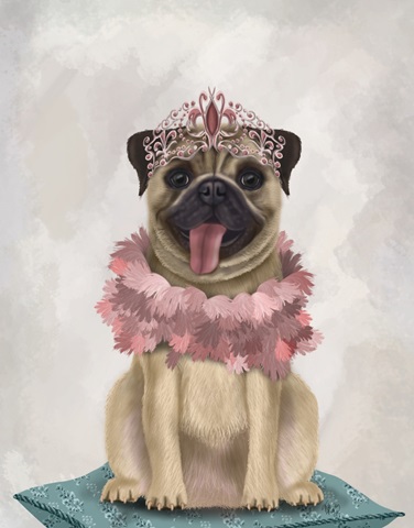 Pug Princess On Cushion