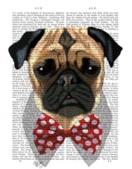 Pug with Red Spotted Bow Tie