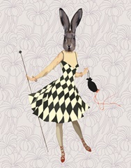 Rabbit in Black White Dress