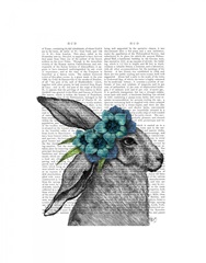 Rabbit, Blue Flower Headdress