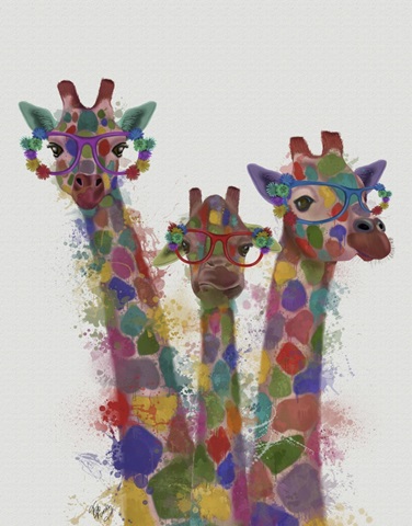 Rainbow Splash Giraffe Trio
