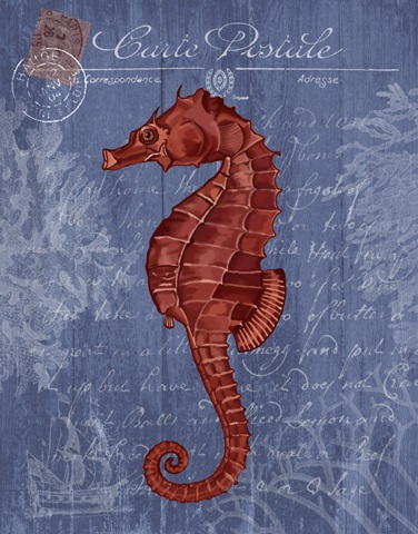 Seaside Postcard Red on Blue b