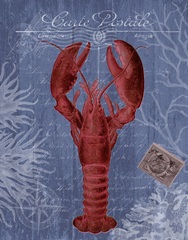 Seaside Postcard Red on Blue d