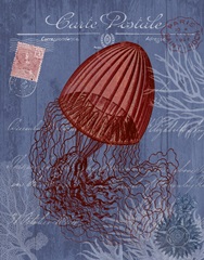 Seaside Postcard Red on Blue e