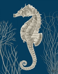 Silver Grey Seahorses on Blueb