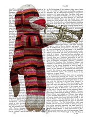 Sock Monkey Playing Trumpet