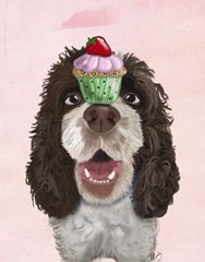 Springer Spaniel with Cupcake