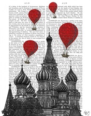 St Basil's Cathedral and Red Hot Air Balloons
