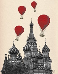 St Basil's Cathedral and Red Hot Air Balloons