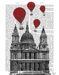 St Pauls Cathedral and Red Hot Air Balloons